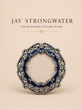 Jay Strongwater Mini Enamel Frame Blue Filigree Rhinestone Easel Clip